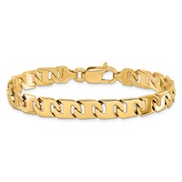 14K 8.4mm Yellow Gold Hand Polished Fancy Link Bracelet with Fancy Lobster Clasp, 8" view 3