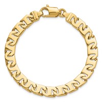 14K 8.4mm Yellow Gold Hand Polished Fancy Link Bracelet with Fancy Lobster Clasp, 8" view 5