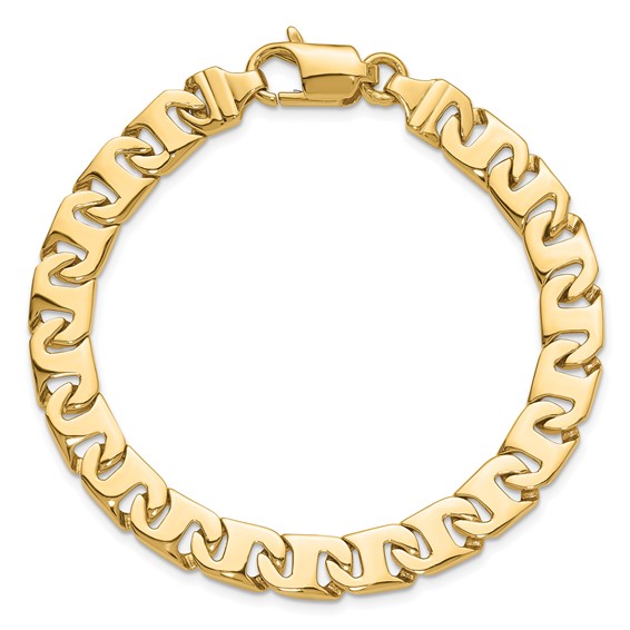 14K 24 inch 8.4mm Hand Polished Fancy Link with Fancy Lobster Clasp Chain