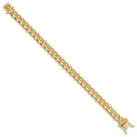14K 8.6mm Yellow Gold Hand Polished Fancy Link Bracelet with Box Catch Clasp, 8" view 2