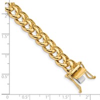 14K 8.6mm Yellow Gold Hand Polished Fancy Link Bracelet with Box Catch Clasp, 8" view 3
