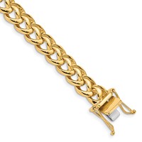 14K 8.6mm Yellow Gold Hand Polished Fancy Link Bracelet with Box Catch Clasp, 8" view 1