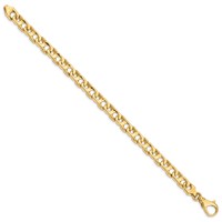 14K 7.4mm Yellow Gold Hand Polished Fancy Link Bracelet with Fancy Lobster Clasp, 8" view 2