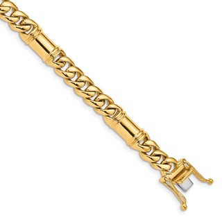 14K 20 inch 7.5mm Hand Polished Fancy Link with Box Catch Clasp Chain
