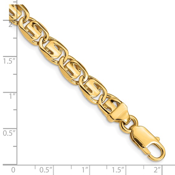14K 7.5mm Hand Polished Fancy Link with Lobster Clasp Chain (per inch)