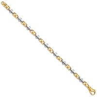 14K Two-tone 5.8mm Hand Polished Fancy Link Bracelet with Fancy Lobster Clasp, 8" view 2