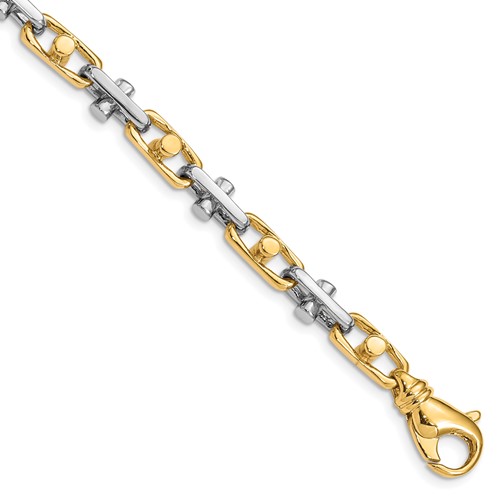 14K Two-tone 5.8mm Hand Polished Fancy Link Bracelet with Fancy Lobster Clasp, 8"