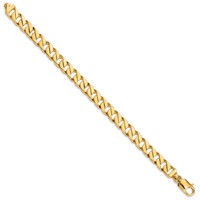 14K 8.5mm Yellow Gold Hand Polished Fancy Link Bracelet with Lobster Clasp, 8" view 2