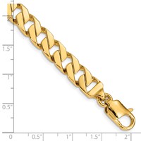 14K 8.5mm Yellow Gold Hand Polished Fancy Link Bracelet with Lobster Clasp, 8" view 3