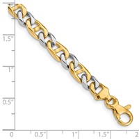 14K Two-tone 5.6mm Hand Polished Fancy Link Bracelet with Fancy Lobster Clasp, 8" view 2