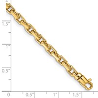 14K 4.2mm Yellow Gold Hand Polished Fancy Link Bracelet with Lobster Clasp, 7" view 3