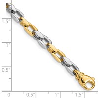 14K Two-tone 4.5mm Hand Polished Fancy Link Bracelet with Fancy Lobster Clasp, 8" view 2