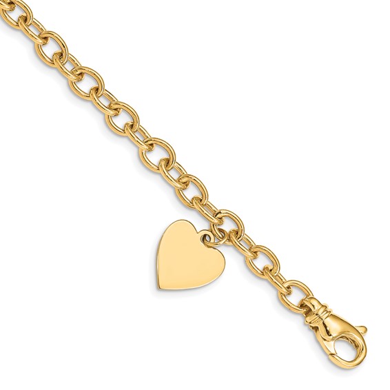 Gold Polished Engraveable Heart Bracelets