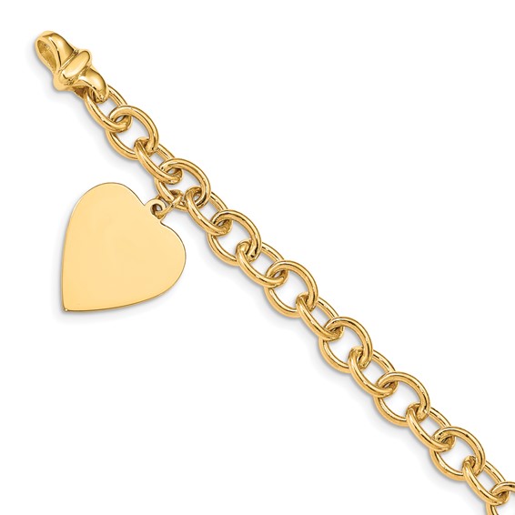 Gold Polished Engraveable Heart Bracelets