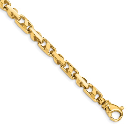 14K 5.5mm Yellow Gold Fancy Link Bracelet with Fancy Lobster Clasp, 8"