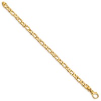 14K 4.8mm Yellow Gold Hand Polished Fancy Link Bracelet with Fancy Lobster Clasp, 7" view 2