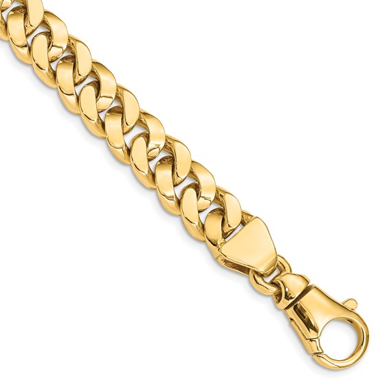 14K 10mm Hand Polished Fancy Link with Fancy Lobster Clasp Chain (per inch)