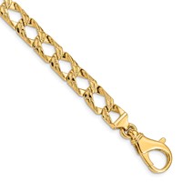 14K 8.6mm Yellow Gold Hand Polished Fancy Link Bracelet with Fancy Lobster Clasp, 8" view 1