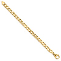 14K 7.5mm Yellow Gold Hand Polished Fancy Link Bracelet with Fancy Lobster Clasp, 8" view 2