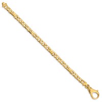 14K 5.8mm Yellow Gold Hand Polished Fancy Link Bracelet with Fancy Lobster Clasp, 7" view 2