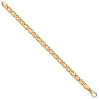 14K 7mm Yellow Gold Hand Polished Fancy Link Bracelet with Fancy Lobster Clasp, 7" view 2