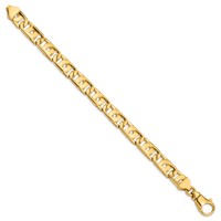 14K 10mm Yellow Gold Hand Polished Fancy Link Bracelet with Fancy Lobster Clasp, 8.5" view 2