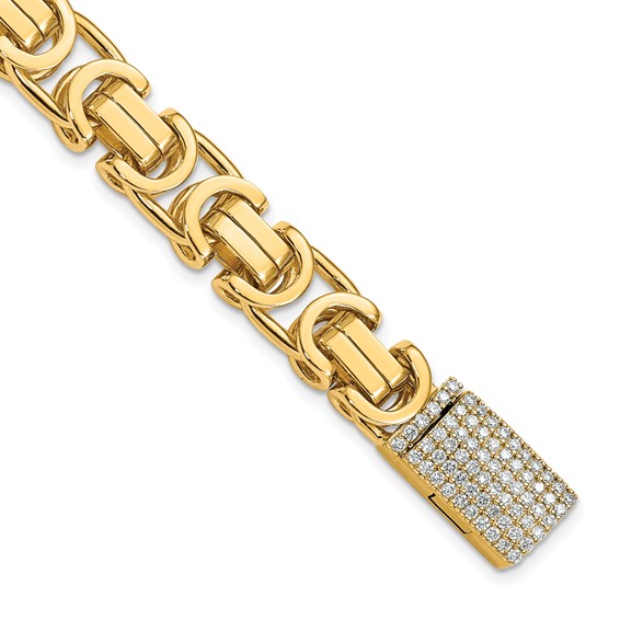 14k 1 1/4 carat Lab Grown Diamond VS+ F+ Complete 8.5 inch 10.1mm Hand-Polished Fashion Link Bracelet