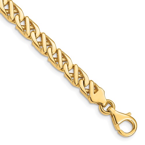 14K 6.1mm Yellow Gold Hand Polished Fancy Link Bracelet with Fancy Lobster Clasp, 8"