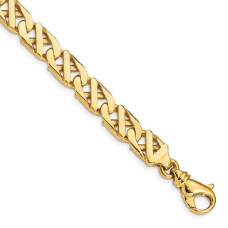 14K 7.9mm Hand Polished Fancy Link with Fancy Lobster Clasp Chain (per inch)
