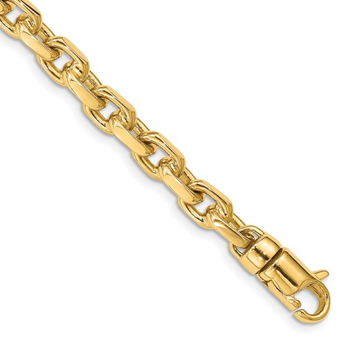 14K 5.9mm Yellow Gold Hand Polished Fancy Link Bracelet with Lobster Clasp, 8.5"