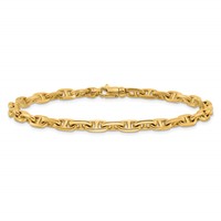 14K 5.1mm Yellow Gold Hand Polished Fancy Link Bracelet with Lobster Clasp, 8.5" view 3