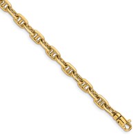 14K 5.1mm Yellow Gold Hand Polished Fancy Link Bracelet with Lobster Clasp, 8.5" view 1