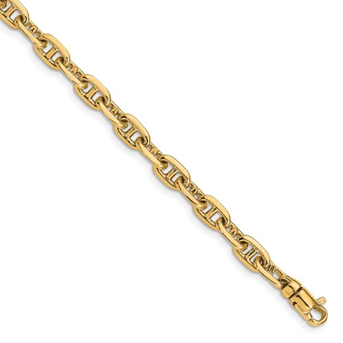 14K 5.1mm Yellow Gold Hand Polished Fancy Link Bracelet with Lobster Clasp, 8.5"