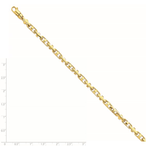 14K 5mm Hand Polished Fancy Link with Lobster Clasp Chain (per inch)