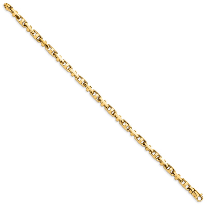 14K 8.75 inch 5mm Hand Polished Fancy Link with Lobster Clasp Bracelet