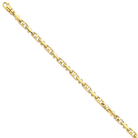 14K 5mm Hand Polished Fancy Link with Lobster Clasp Chain (per inch)