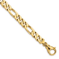 14K 7.7mm Yellow Gold Hand Polished Fancy Link Bracelet with Fancy Lobster Clasp, 8" view 1
