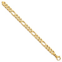 14K 9.2mm Yellow Gold Hand Polished Fancy Link Bracelet with Fancy Lobster Clasp, 8" view 2