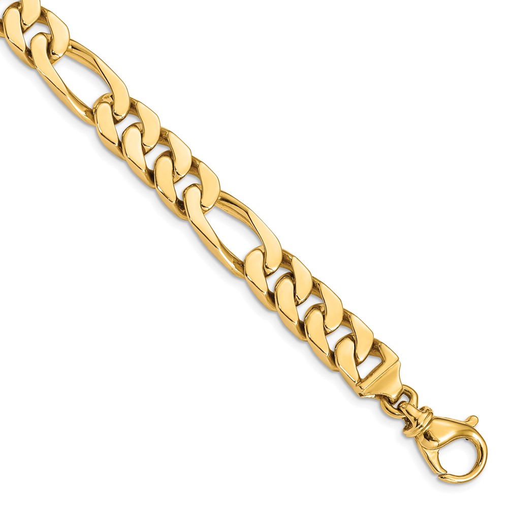 14K 9.2mm Yellow Gold Hand Polished Fancy Link Bracelet with Fancy Lobster Clasp, 8"