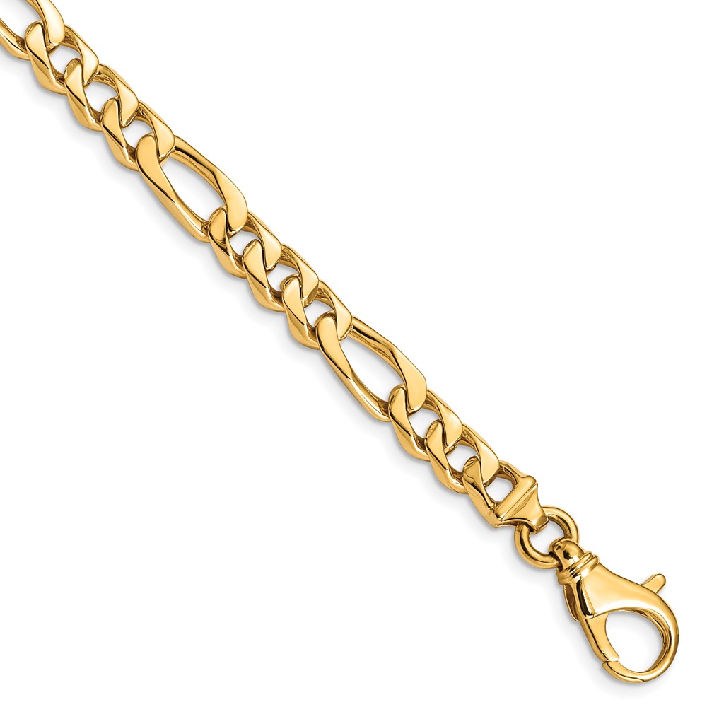 14K 6.5mm Yellow Gold Hand Polished Fancy Link Bracelet with Fancy Lobster Clasp, 8"