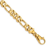 14K 10.9mm Yellow Gold Hand Polished Fancy Link Bracelet with Fancy Lobster Clasp, 8.5" view 1