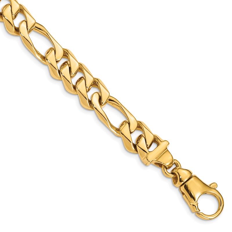 14K 9 inch 10.9mm Hand Polished Fancy Link with Fancy Lobster Clasp Bracelet