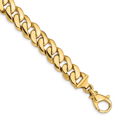14K Yellow Gold Two-tone 10.75mm Hand Polished Fancy Link Bracelet with Fancy Lobster Clasp, 8.5"