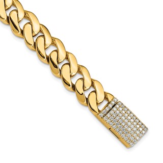 14k 1 1/4 carat Lab Grown Diamond VS+ F+ Complete 8.5 inch 10.75mm Hand-Polished Fashion Link Bracelet