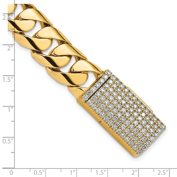 14k Hand-polished 15.4mm Rounded Curb Link 1.25 carat Diamond Clasp 8 inch Bracelet