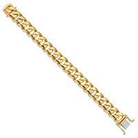 14K 16.15mm Yellow Gold Hand Polished Fancy Link Bracelet with Box Catch Clasp, 9" view 2