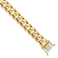 14K 16.15mm Yellow Gold Hand Polished Fancy Link Bracelet with Box Catch Clasp, 9" view 1