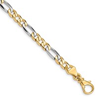 14K Two-tone 5.8mm Hand Polished Fancy Link Bracelet with Fancy Lobster Clasp, 7" view 1