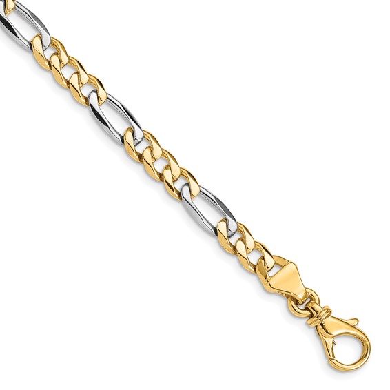 14K Two-tone 5.8mm Hand Polished Fancy Link with Fancy  Lobster Clasp Chain (per inch)