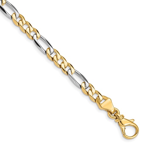 14K Two-tone 5.8mm Hand Polished Fancy Link Bracelet with Fancy Lobster Clasp, 7"